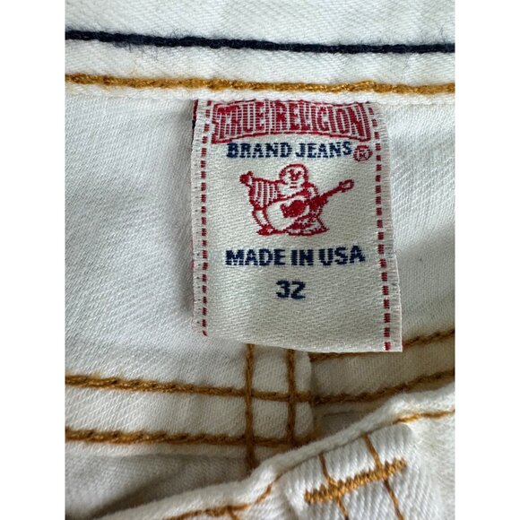 True Religion Mens 32 Blake White Button Straight Leg Sample Y2K Jeans USA Made - Picture 6 of 14